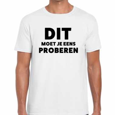 Dit moet je eens proberen beurs/evenementen t shirt wit heren