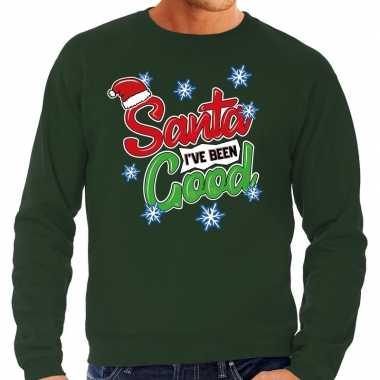 Foute kersttrui santa i have been good groen heren shirt