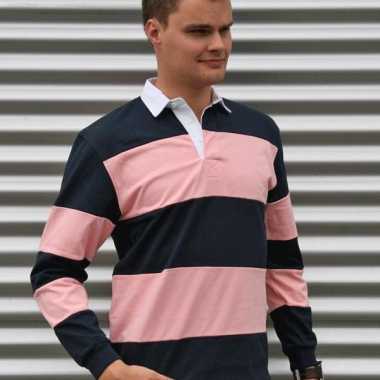 Heren  Rugbyshirts navy roze