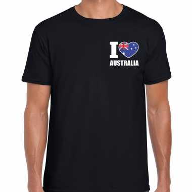 I love australia t shirt australie zwart borst heren