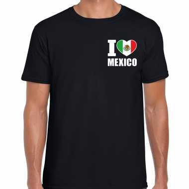 I love mexico t-shirt zwart borst heren