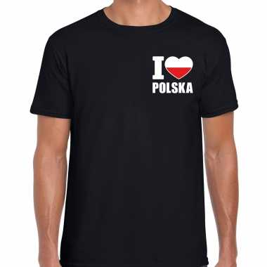 I love polska t-shirt polen zwart borst heren
