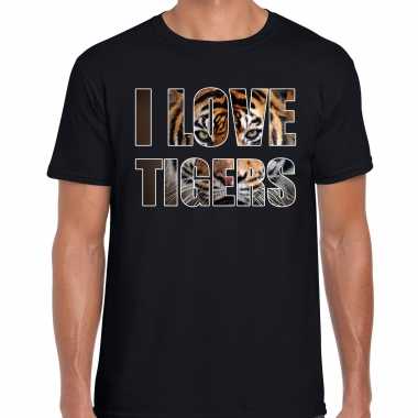 I love tigers tijgers diere t-shirt zwart heren
