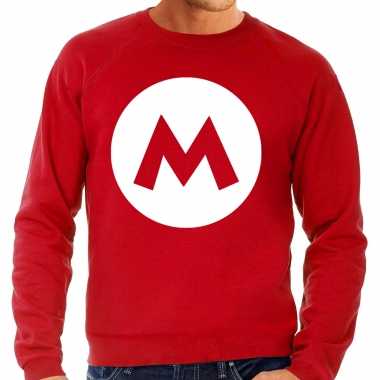 Mario loodgieter verkleed sweater rood heren shirt