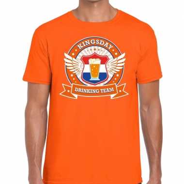 Oranje kingsday drinking team t shirt heren