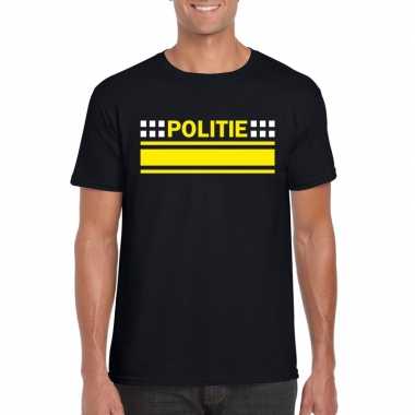 Politie logo t shirt zwart heren