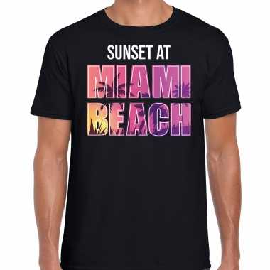 Sunset beach t shirt / shirt sunset at miami beach zwart heren