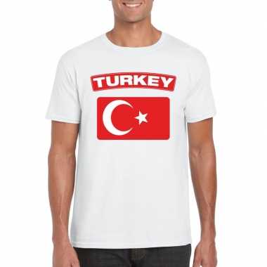 T shirt turkse vlag wit heren