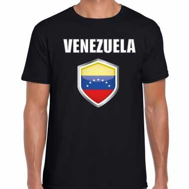 Venezuela landen supporter t shirt venezolaanse vlag schild zwart heren