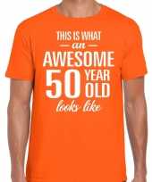 Awesome year jaar cadeau t-shirt oranje heren 10200031