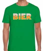 Bier tekst t-shirt groen heren
