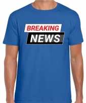Breaking news t-shirt blauw heren