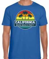 California zomer t-shirt shirt california bikini beach party blauw heren