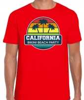 California zomer t-shirt shirt california bikini beach party rood heren