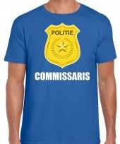 Commissaris politie embleem t-shirt blauw heren