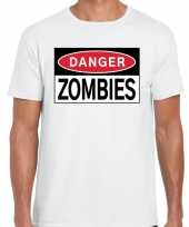 Danger zombies t-shirt wit heren