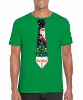 Fout kerst t-shirt groen kerstboom stropdas heren