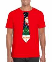 Fout kerst t-shirt rood kerstboom stropdas heren