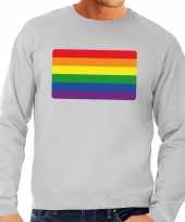 Gay pride regenboog vlag sweater grijs heren shirt