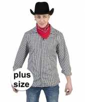 Grote maat zwart wit geruit cowboy verkleed overhemd heren shirt