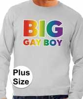 Grote maten big gay boy regenboog sweater grijs heren shirt