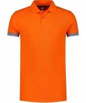Grote maten oranje polo shirt racing formule heren