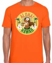 Hawaii feest t-shirt shirt aloha hawaii oranje heren
