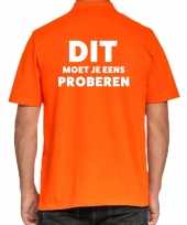 Heren dit moet je eens proberen beurs evenementen polo shirt oranje vo