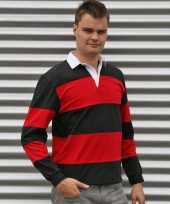 Heren rugby shirt zwart rood