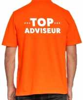 Heren top adviseur beurs evenementen polo shirt oranje vo
