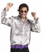 Heren zilveren rouche blouse shirt