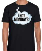 I hate monday hekel aan maandag fun tekst t-shirt shirt zwart heren