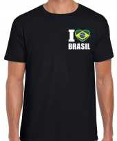 I love brasil t shirt brazilie zwart borst heren