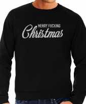 Kersttrui merry fucking christmas zilver glitter zwart heren shirt