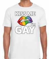 Kiss me i am gay t-shirt wit heren