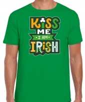 Kiss me im irish st patricks day t-shirt kostuum groen heren