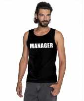 Manager tekst singlet-shirt tanktop zwart heren