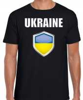 Oekraine landen supporter t-shirt oekraiense vlag schild zwart heren