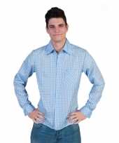 Oktoberfest blauwe geruite blouse heren shirt