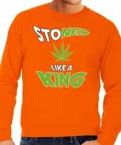 Oranje koningsdag stoned like a king sweater heren shirt