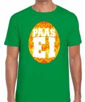 Paasei t-shirt groen oranje ei heren