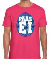 Paasei t-shirt roze blauw ei heren