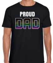 Proud dad trotse papa regenboog gay t-shirt zwart heren