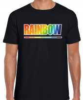 Rainbow tekst regenboog lhbt t-shirt zwart heren
