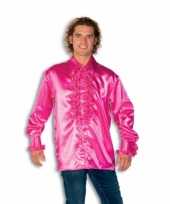 Rouche overhemd heren roze shirt