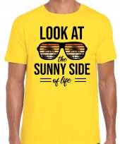 Sunny side feest t-shirt shirt look at the sunny side of life geel heren