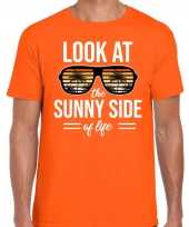 Sunny side feest t-shirt shirt look at the sunny side of life oranje heren