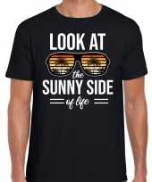 Sunny side feest t-shirt shirt look at the sunny side of life zwart heren