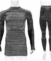 Thermo kleding set-shirt broek zwart melange heren maat xxl