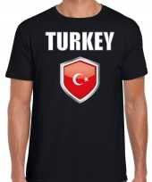 Turkije landen supporter t-shirt turkse vlag schild zwart heren